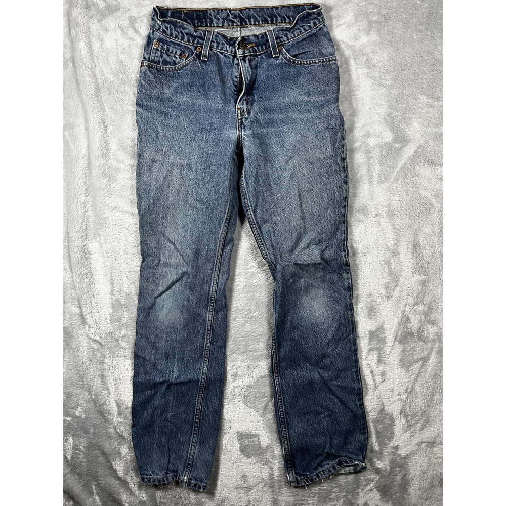 Vintage 90s Levis 519  Size 5JR Medium Wash Light Distressed Jeans 1998